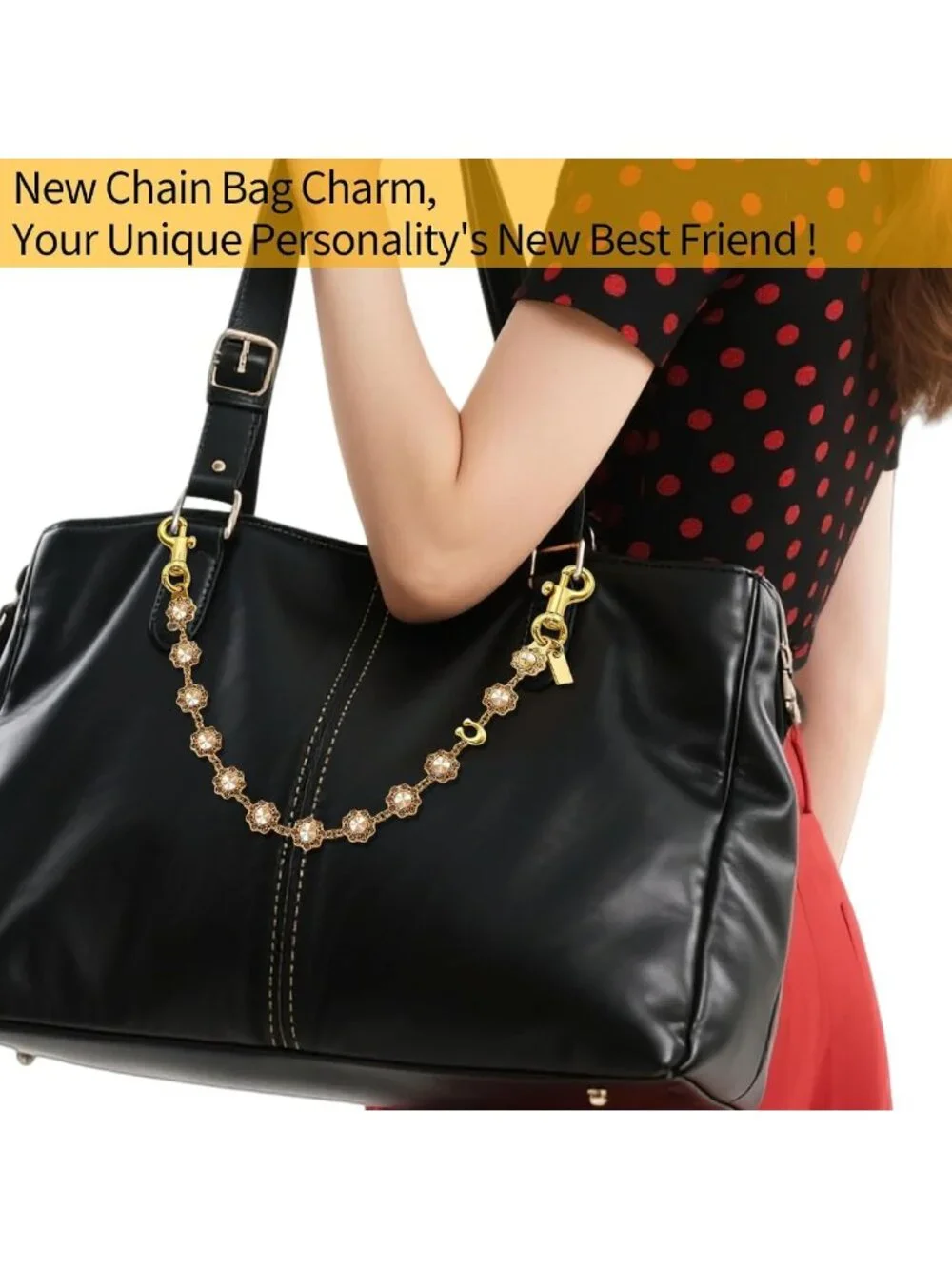 Rhinestone Chain Bag Charm for Handbag, Purse & Tote Accessories for Women